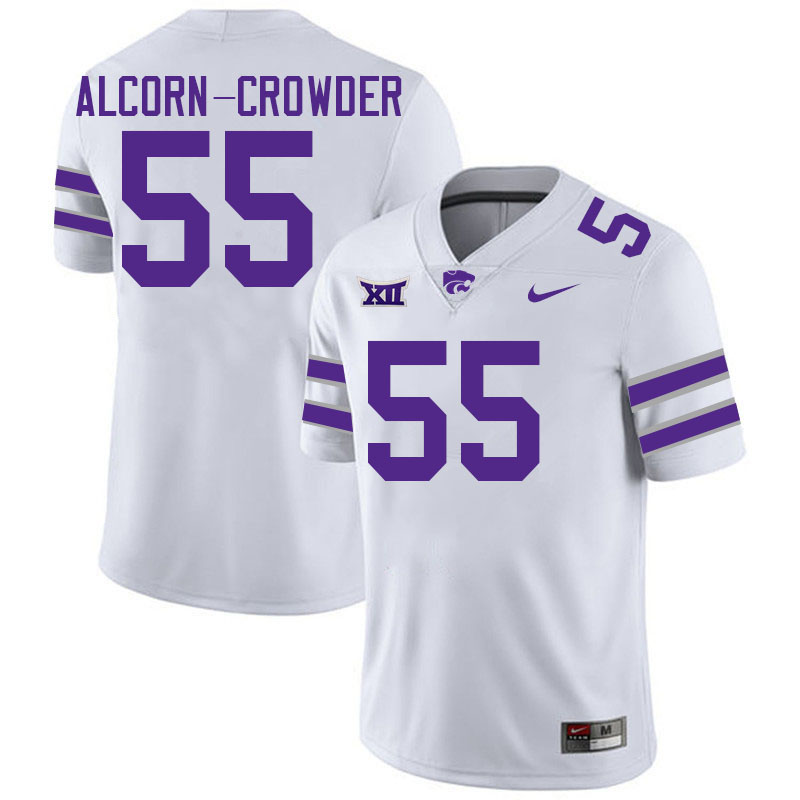 Kansas State Wildcats #55 Malcolm Alcorn-Crowder College Football Jerseys Stitched-White